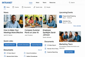 Screenshot of a modern company intranet homepage